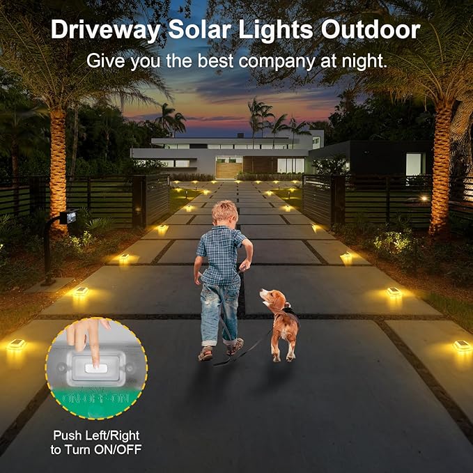 T-SUN Solar Deck Lights Outdoor Waterproof, Deck Lights Solar Powered, Driveway Marker Light for Fence Front Door, Step, Stair, Garden, Sidewalk, Pathway, Dock Porch, Backyard (Warm White, 4 Packs)