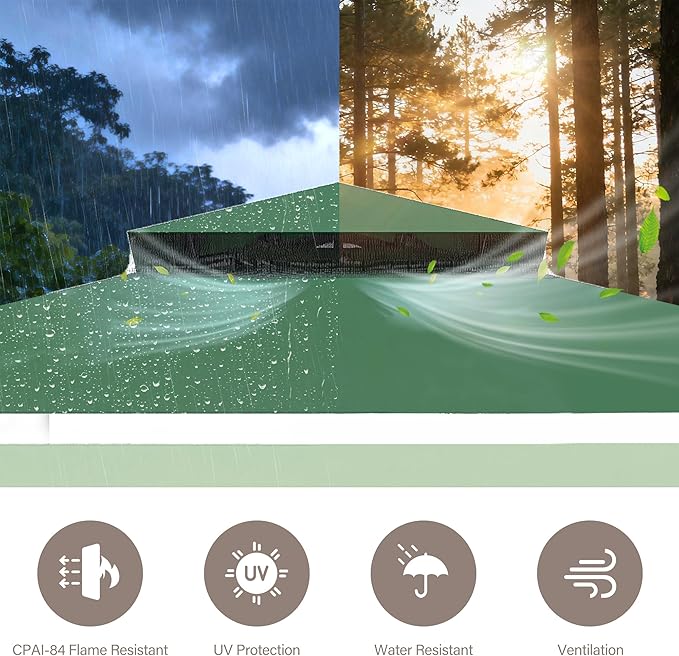 LAUSAINT HOME Patio Gazebo 10'x10', Outdoor Heavy Duty Party Tent Shelter with Double Roofs, Mosquito Nettings and Privacy Screens for Backyard, Garden, Lawn, Forest Green