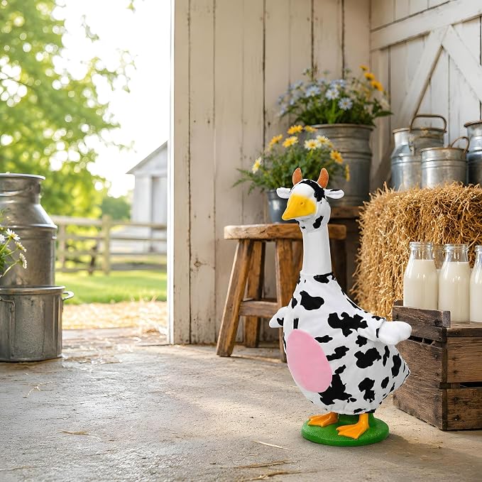 Honic Cow Goose Outfit Porch Cow Goose Clothes Fits 23" Cement Plastic Goose Statue for Outdoor Spring Garden Lawn Yard Patio Decor (Classic)