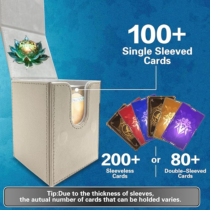 PROMAXIBINDER MTG Commander Deck Box - Fits 100+ Cards, Strong Magnet Closure, PU Leather Magic Gathering Deck Box for TCG, CCG, MTG Cards (Grey)