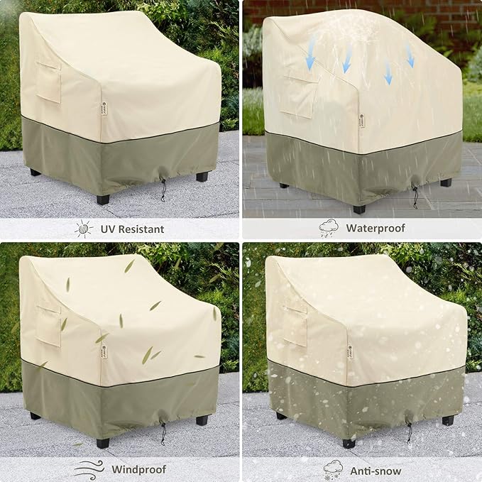 COSFLY Outdoor Furniture Patio Chair Covers Waterproof, Lounge Deep Seat Cover, Lawn Furnitures Covers Fits up to 31.5W x 33.5D x 36H inches(2 Pack)