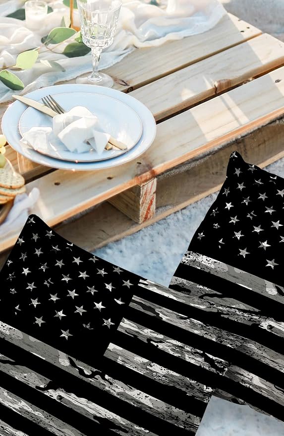 Outdoor Pillows 26x26 Waterproof Outdoor Pillow Covers, Camo Polyester Throw Pillow Covers Garden Cushion Decorative Case for Patio Couch Decoration Set of 2, America US Flag