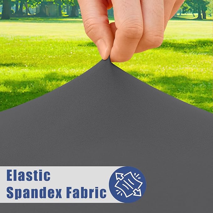 Moosfor Spandex 4 Foot Rectangle Table Cloth 2 Pack, Elastic Fitted Tablecloths for Picnic, Stretch Washable Patio Table Cover for Outdoor, Camping, Banquet and Parties (Dark Grey, 24"x48")