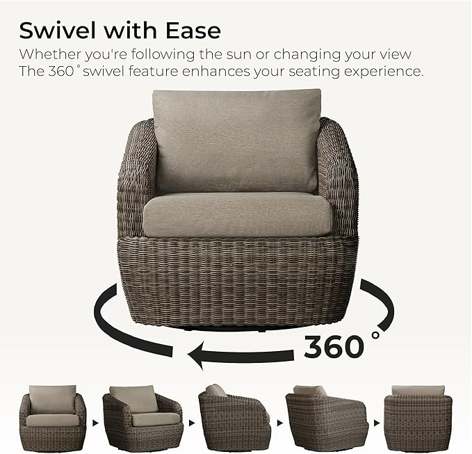 CHITA 8 Pieces Patio Wicker Furniture Set, Outdoor Rattan Bistro Set with Removable Thickened Cushions, Fully Assembled