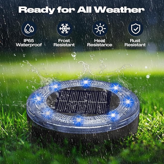 vighep Mini Solar Ground Lights, 12 Pack Solar Lights Outdoor Waterproof, Upgraded LED Flat Landscape Lighting for Outside Pathway Garden Patio Yard Driveway,Multi-Colored