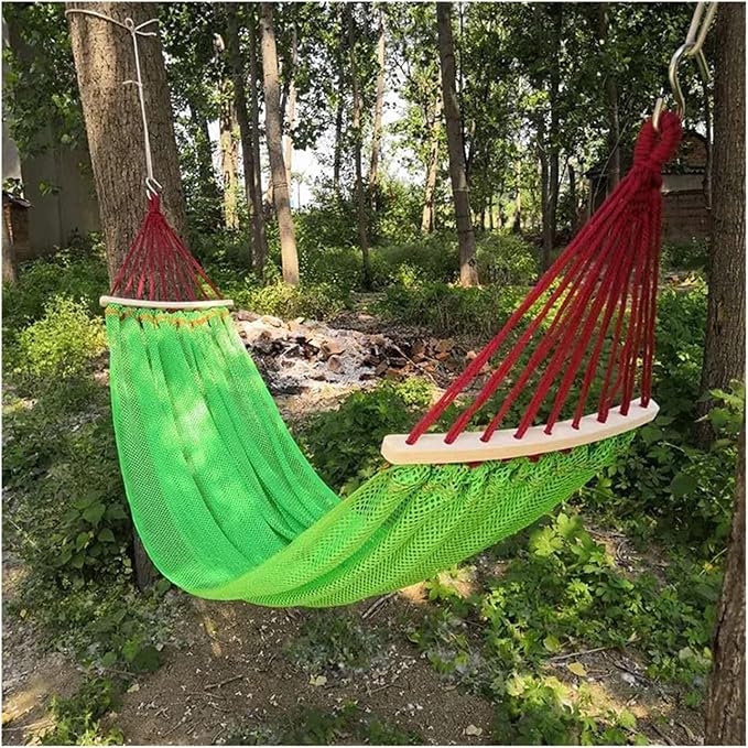 The Hammock Outdoor Ice Wire Mesh Hole Swing and Curved Rod are Stable Sturdy and Have Good Load-Bearing Capacity(Red)