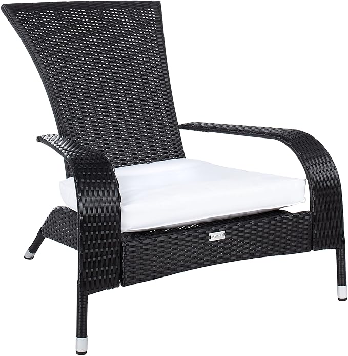 SAFAVIEH Outdoor Collection Edna Black/White Cushion 3-Piece Lounge Set with Table (PAT7719A)