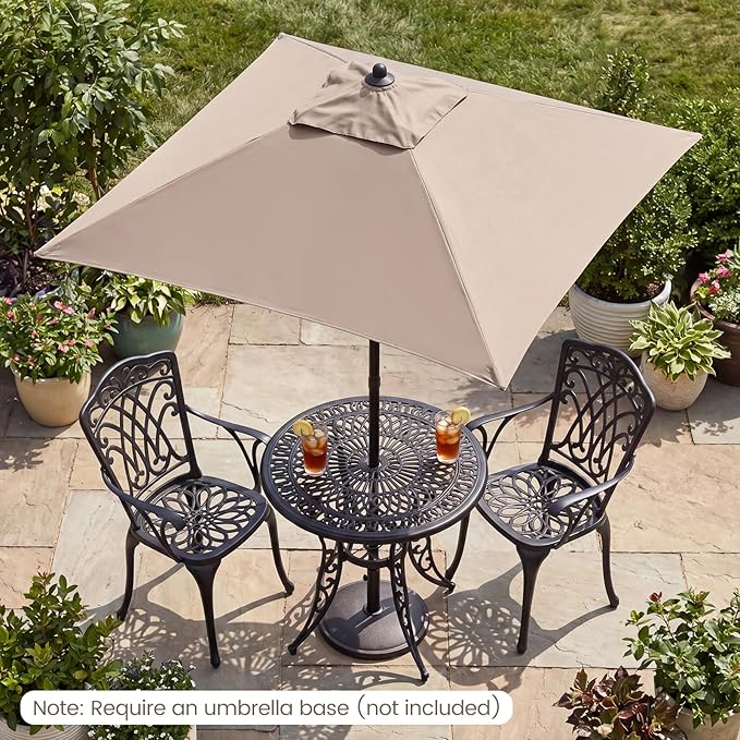 HAPPYGRILL 7 ft Square Patio Umbrella, Outdoor Table Umbrella with Push Button Opening & Top Ventilation, Outdoor Market Shade Parasol with 4 Metal Ribs for Porch, Garden, Apartment, Deck