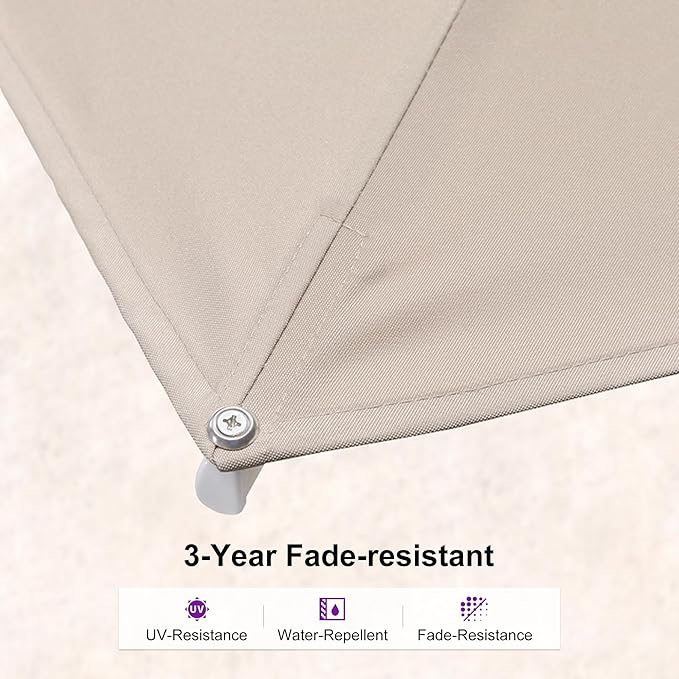 PURPLE LEAF 8' X 11.5' Right-left Tilt Patio Umbrella Swivel White Cantilever Umbrella with Tilt Aluminum Outdoor Umbrella with 360° Rotation for Deck Pool Garden, Beige