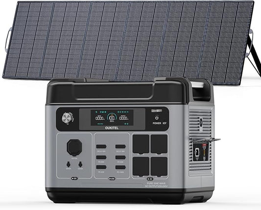 Portable Power Station, 2048Wh LiFePO4 Solar Generator with Panels Included, 3200W (Surge 6000W) AC Output Power Supply, 1800W Fast Charging, 10ms UPS, 16 Outlets for Home Backup RV Camping Emergency
