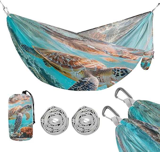 Hammocks for Outside Sea Turtle Camping Hammock Portable Hammocks with Tree Straps and Carry Bag Camping Accessories for Hiking Beach Outdoor