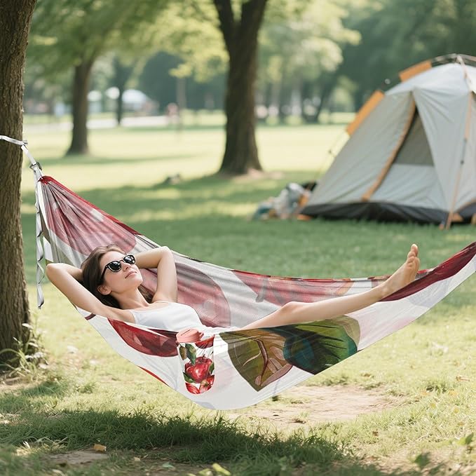 Oil Painting Feeling Red Fruit 330lb Capacity Hammocks Portable Hammock for Outside Patio Garden hamaca de Algodon para Jardin