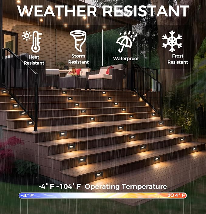 CLOUDY BAY 120V 5CCT Dimmable LED Indoor Outdoor Step Light,2700K/3000K/3500K/4000K/5000K,Stair Light,Oil Rubbed Bronze,Pack of 3