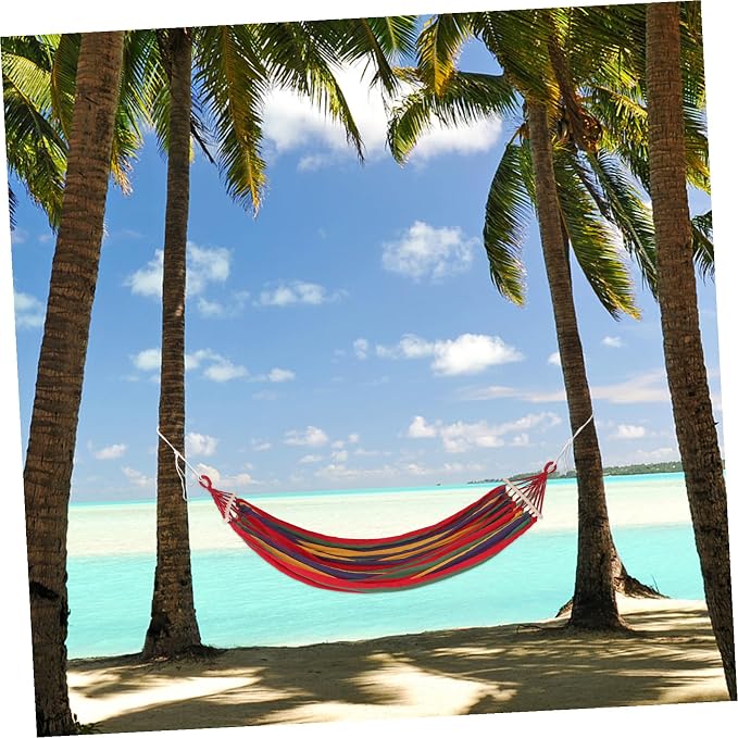 Hammock with Duckbill Buckle Canvas Outdoor Hanging Bed for Camping Backyard Garden and Patio Relaxation Portable and Easy to Up