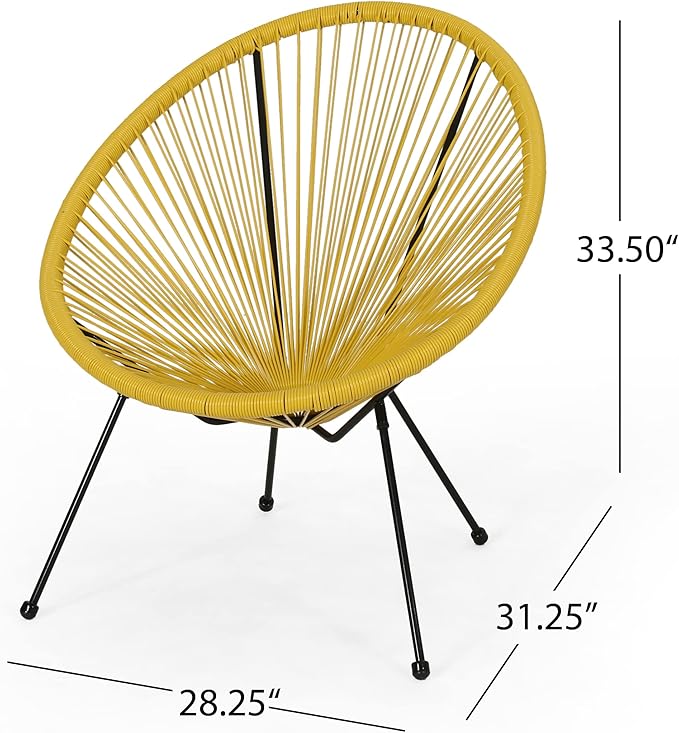 Christopher Knight Home Outdoor Hammock Weave Chair with Steel Frame (Set of 4) - Yellow and Black Finish