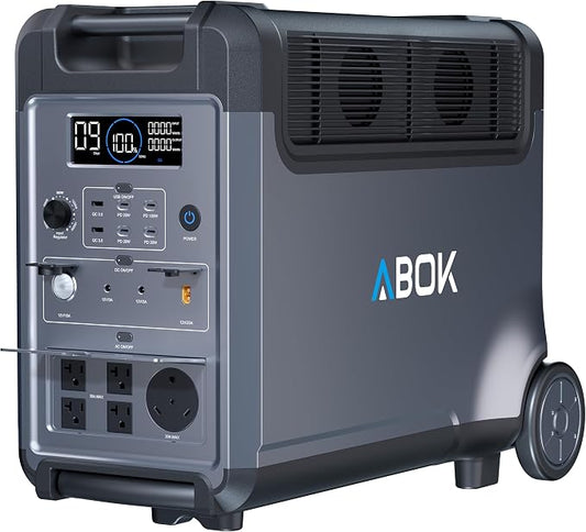 ABOK Ark3600 Portable Power Station, 3840Wh LiFePO4 Battery, 2000W Max Solar Input, 3600W Solar Generator for Home Backup, Camping, RV | 2000W Max Solar Input, 3600W Solar Generator, Home Backup, Camping, RV