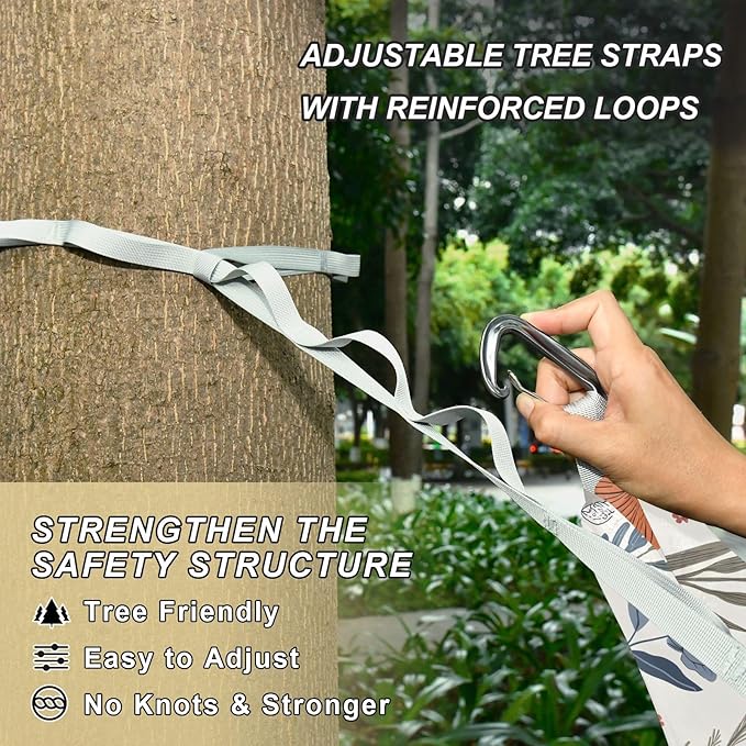 Camping Hammock Outdoor Hammocks for Outside Flowers Rabbits Beach Trees Portable Lightweight with Pockets Tree Straps Indoor