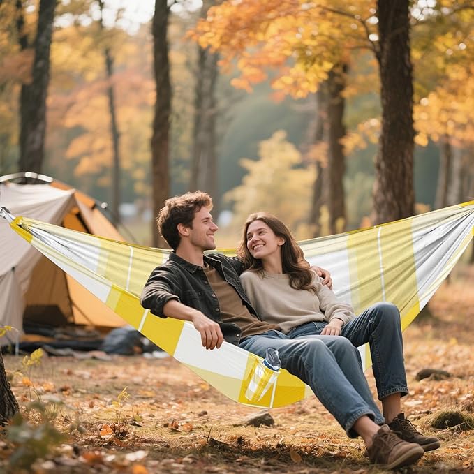 Valentine Plaids Checkered Yellow 330lb Capacity Hammocks Backyard Hammock for Camping Travel Accessories Base de hamaca para adultos