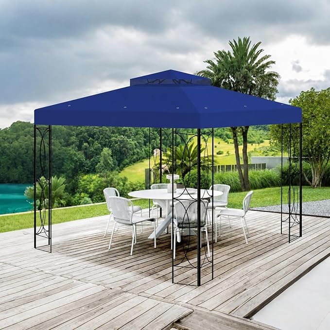 8'x8' Gazebo Cover Replacement Canoy Top Compatible with Canadian Tire Living Crawford, Fit for RONA 8x8 Gazebo #088-1067-8 (Blue)