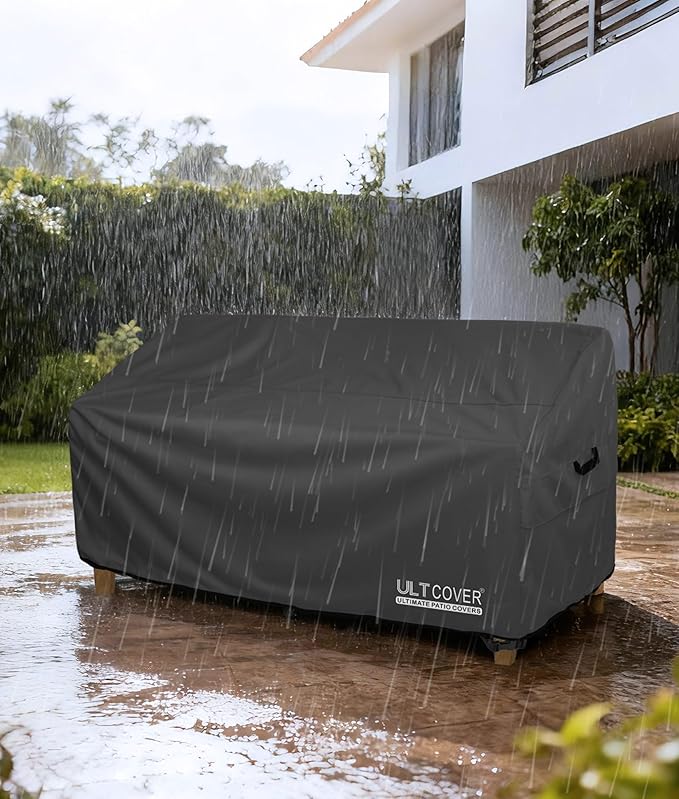 ULTCOVER Waterproof Outdoor Sofa Cover - Heavy Duty Patio Bench Covers 86W x 30D x 35H inch, Black
