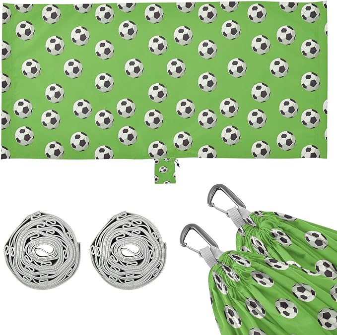 Camping Hammock Outdoor Hammocks for Outside Football Green 1 Beach Trees Portable Lightweight with Pockets Tree Straps Indoor