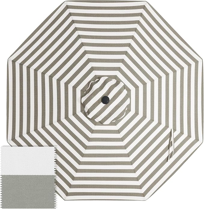 ABCCANOPY OLEFIN® 5-Year Non Fading 9FT Patio Umbrella Replacement Canopy Only (Gray Stripe)