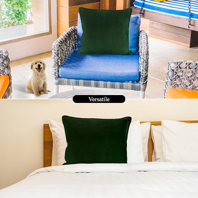 A1 HOME COLLECTIONS A1HC Luxurious Outdoor Waterproof Pillow Covers 18x18 Inches (Pack of 2, Timber Green), Throw Pillow Covers for Pool Areas, Garden, Sofa, Chairs, Beds, Tent, Patio