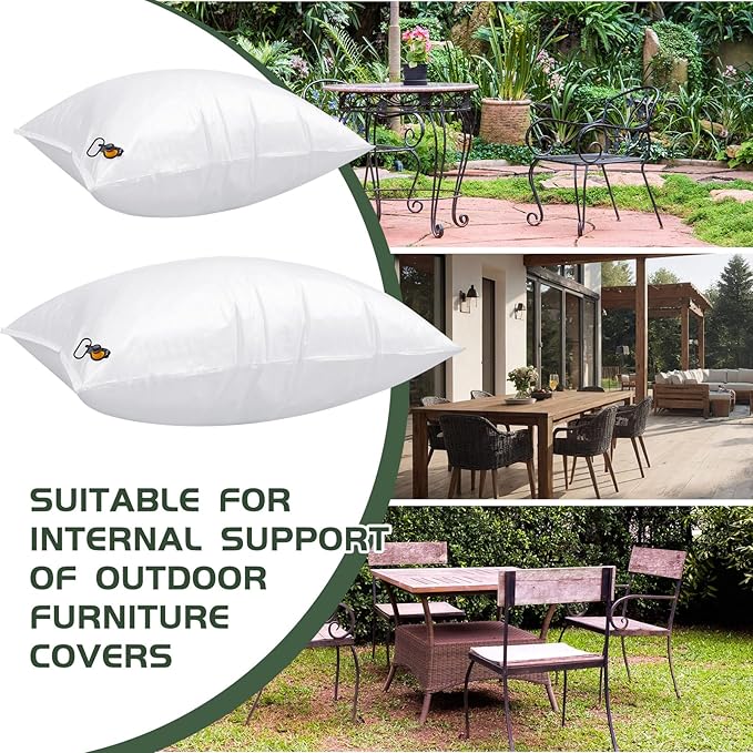 AceOrbit 2 Pcs Large Patio Furniture Cover Airbag Rectangle 78 x 39 Inch/39 x 39 Inch with Air Pump Table Air Pillow Inflatable Support Protection for Outdoor Prevent Rain Snow Leaves Dust and Debris