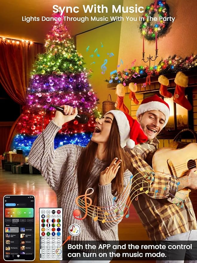400LED Smart RGB Color Changing String Lights 144FT Orange Fall Light App | Music Sync, Multi Colors and Modes, Timer, Waterproof Twinkle Light Outdoor with Remote for Christmas Halloween Fall Decor