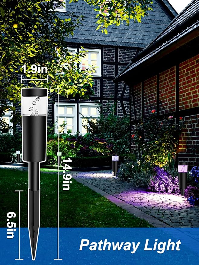 5W RGBW Low Voltage Landscape Pathway Lights with Connectors 12V Outdoor Color Changing Landscape Lighting LED Bollard Path Lights Wired Waterproof Walkway Light for Garden Yard (8Pack)