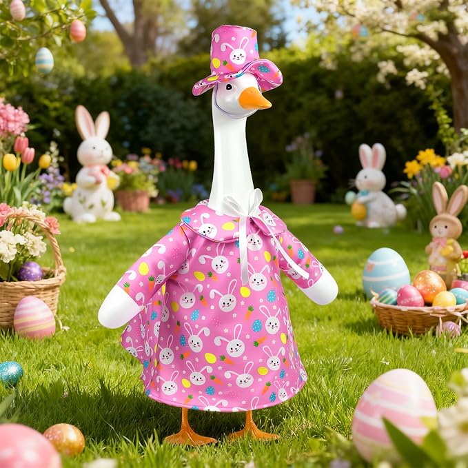 Easter Porch Goose Outfits,Cute Bunny Costume for 23" In Porch Goose | Porch Goose Outfit,Easter Rabbit Goose Clothes for Garden Porch Yard Lawn Patio Decor