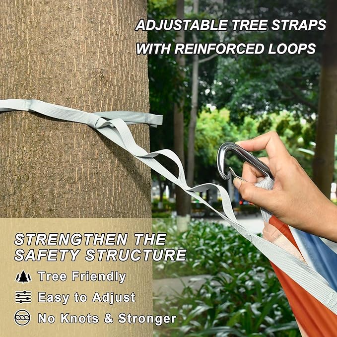 Boho Orange and Blue Regular Stripes 330lb Capacity Outdoor Hammock with Tree Straps Portable Hammock for Outside Patio Garden hamaca para Camping 0 a 24 Meses