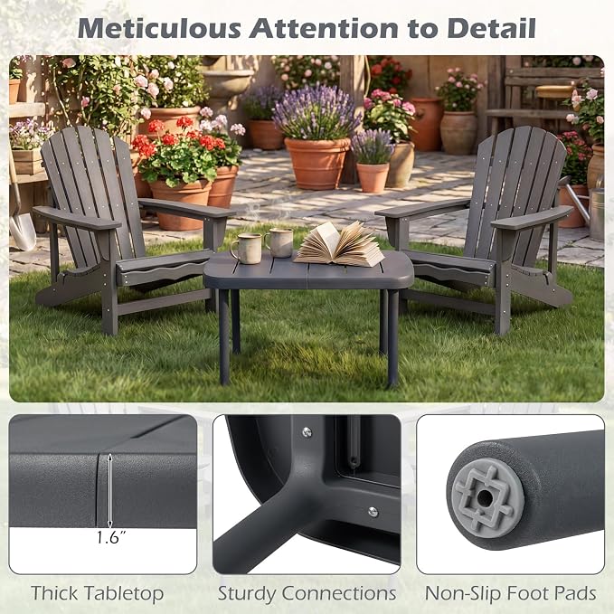 Tangkula Outdoor Coffee Table, Patio Tea Side Table with Aluminum Alloy Rods, Weather-Resistant Small End Table, Outside Accent Coffee Table for Poolside, Balcony, Garden, Porch and Lawn (Gray)
