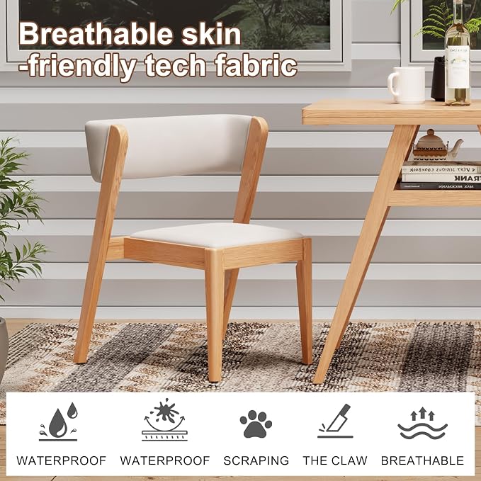 Solid wood Bistro dining table set 3 pcs Outdoor Patio Dining table Set of 2 with upholstered chairs Stackable Chair and Table Design Patio Conversation Set for Lawn,Deck,Backyard,Natural wood color
