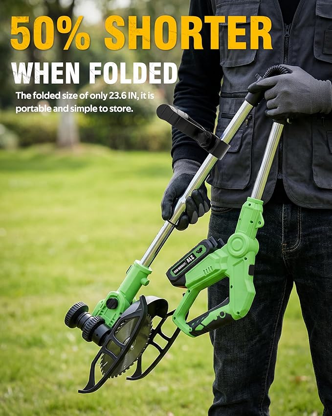 Cordless Weed Wacker Battery Powered, 21V Electric Weed Eater & String Trimmer - 3-in-1 Foldable Grass Cutter Edger with 2.0Ah Battery and Charger for Lawn Garden Yard Maintenance