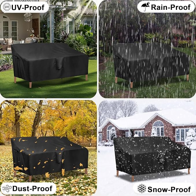 OutdoorLines Outdoor Waterproof Patio Loveseat Couch Cover - UV Resistant Patio Sofa Furniture Covers Weatherproof Heavy Duty Glider Covers for Outdoor Furniture, 58Wx32.5Dx31H Inches, Black