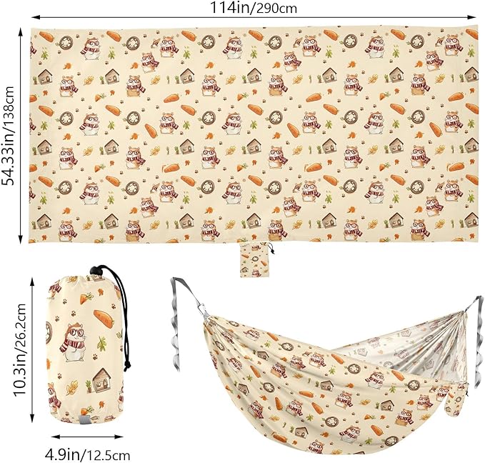 Camping Hammock Outdoor Hammocks for Outside Hamster Fall Cute Beach Trees Portable Lightweight with Pockets Tree Straps Indoor