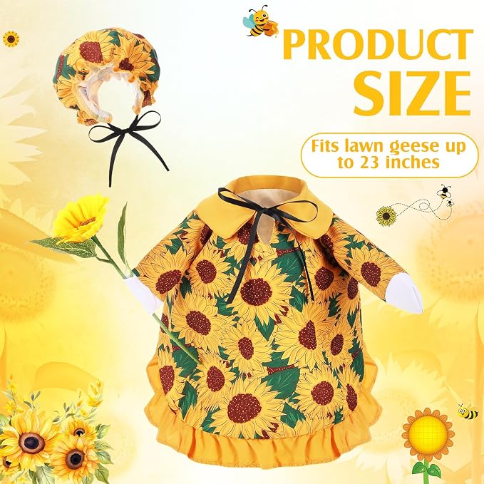 FuWeave Summer Sunflower Goose Outfit Lawn Porch Goose Clothes Costume 23" Geese Outdoor Patio Yard Lawn Art Decoration