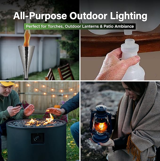 Firefly Fuel Tiki Torch Fuel – Clean-Burning Outdoor Lamp Oil for Tiki Torches and Lanterns. Low Smoke, Eucalyptus Formula, Long-Lasting – Outdoor Patio & Garden Use - 5 Gallons