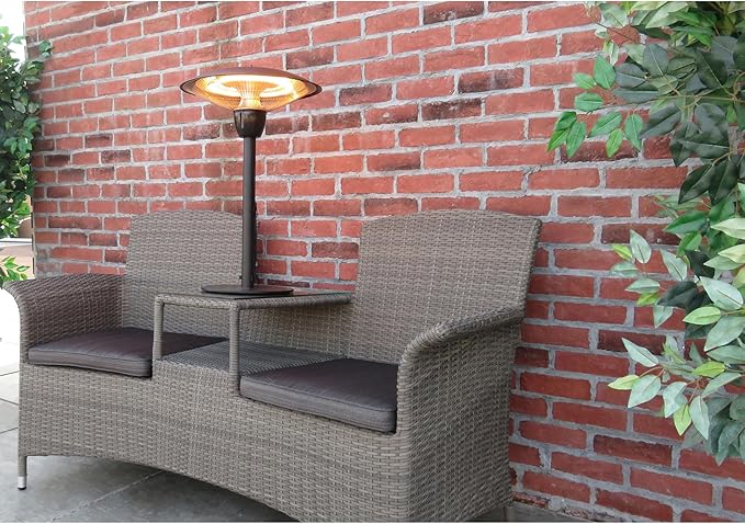 Westinghouse Table Top Outdoor Electric Patio Heater with Aluminum Reflector, Water Resistant, Auto Shut Off Tip Over Switch & Overheat Protection, Infrared Heater for Balcony, Backyard, Deck, & More