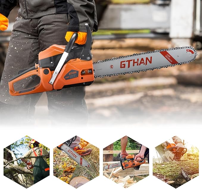 62cc Gas Powered Chainsaw 2-Cycle 20-Inch Gasoline Chain Saw with Guide Bar for Tree Cutting, Firewood, Yard, Garden and Farm Work