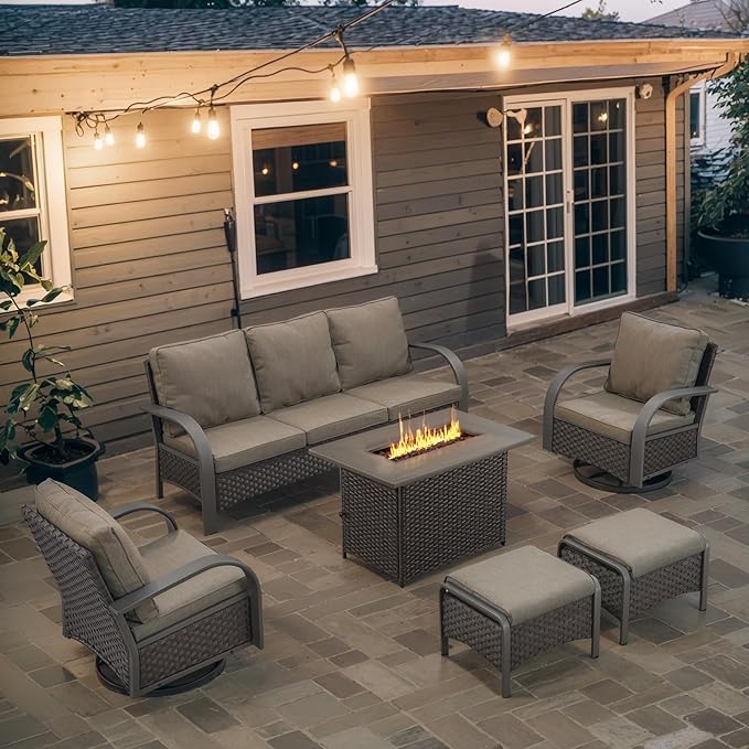 Outdoor Swivel Rocker Patio Chairs Set of 2, Heavy Duty Swivel Rocking Patio Chairs with Wide Metal Armrests, 2 Pieces Patio Furniture Wicker Glider Chairs Set with Removble Cushions for Porch Sunroom