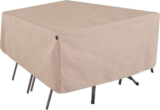 Modern Leisure 2923 Chalet Patio Table & Chairs, Furniture Set, Outdoor Cover, for Rectangular and Oval Tables (44 L x 72 D x 23 H) Water-Resistant, Beige