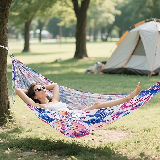 Hammocks for Outside Boho Designs Camping Hammock Portable Hammocks with Tree Straps and Carry Bag Camping Accessories for Hiking Beach Outdoor
