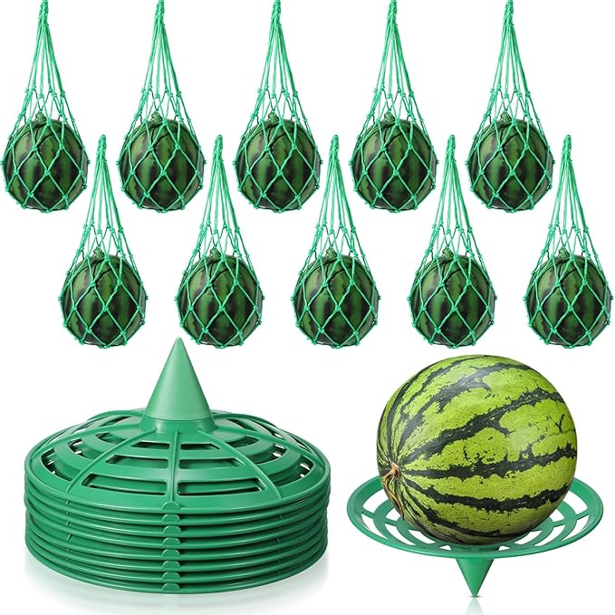Irenare 20 Pcs Watermelon Net and Reusable Melon Cradles Hammock Watermelon Hammock Net for Garden Pumpkin Support Plant Honeydew Cantaloupes Ground Rot Holds up to 8lbs (Green)