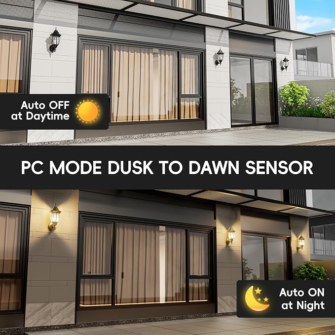 EMART Dusk to Dawn Outdoor Porch Light with Bulb, Wall Lamp(1 Pack, Black) | Exterior Anti-Corrosion, Waterproof Aluminum & Glass Shades, Modern Sconce Lantern Fixtures for Outside, House, Garage