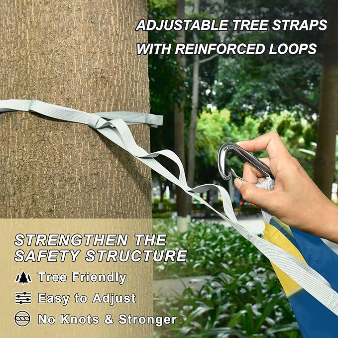 Yellow and Blue Checkerboard 330lb Capacity Hammocks for Camping with Portabl Carry Bag Indoor Hammock for Patio Backyard Lounge Base para ir de Camping