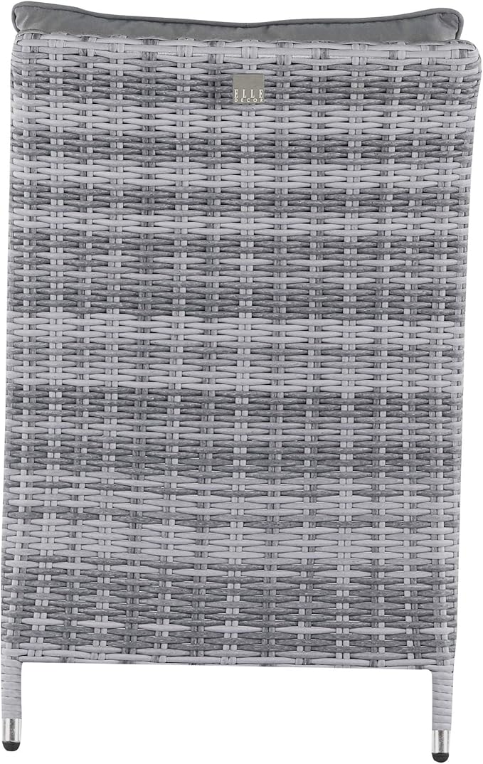 Elle Decor Vallauris Patio Outdoor Furniture Collection, Premium All Weather Wicker, 5 Piece Non-Reclining Set, Gray