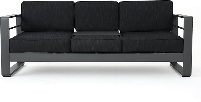 Christopher Knight Home Cape Coral Outdoor Grey Aluminum 4 Piece Sofa Conversation Set with Water Resistant Cushions
