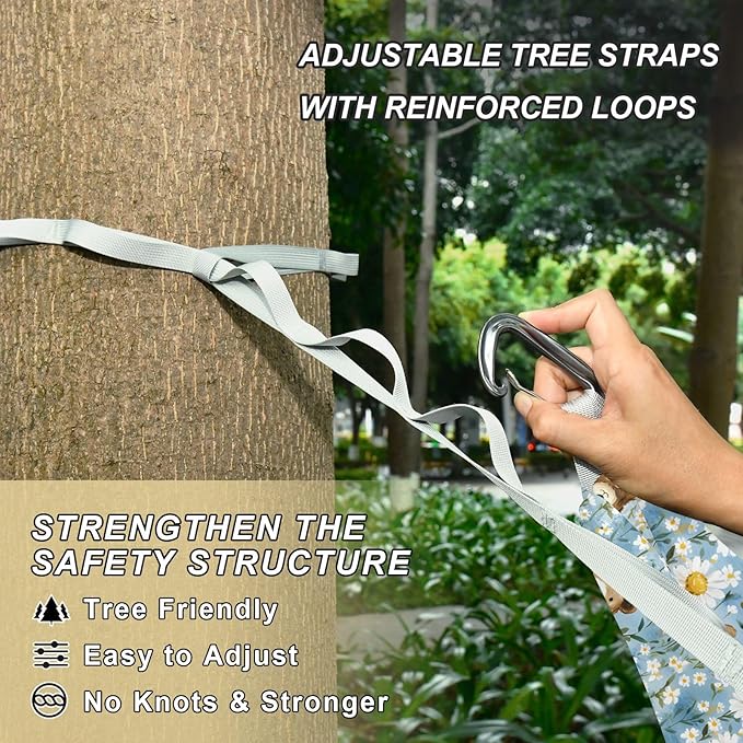 Camping Hammock Outdoor Hammocks for Outside Bear Daisy Flower Beach Trees Portable Lightweight with Pockets Tree Straps Indoor